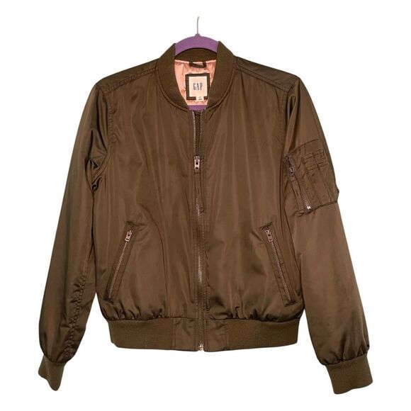 Gap Classic Satin Bomber Jacket Hunter Green XS - Picture 2 of 5